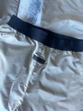 Essentials Cream Lounge Shorts with Black Elastic Waistband